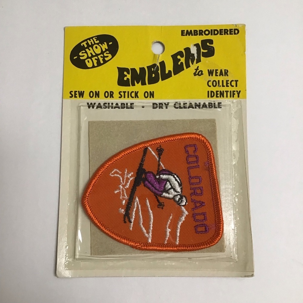 1970's Embroidered Jacket Patch COLORADO SKIER The Show Offs Sewing NEW Vintage